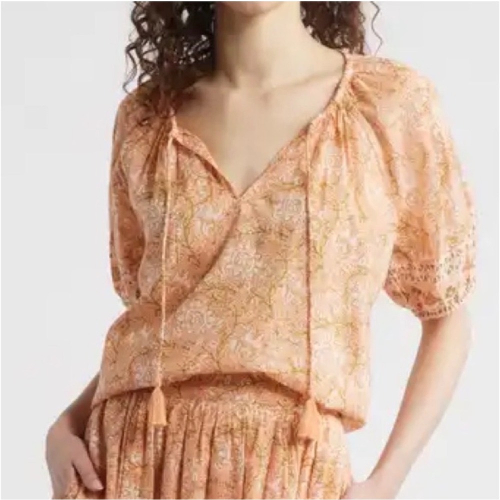 NWT Cleobella Johana blouse Cecil blush‎ print S organic cotton boho lightweight